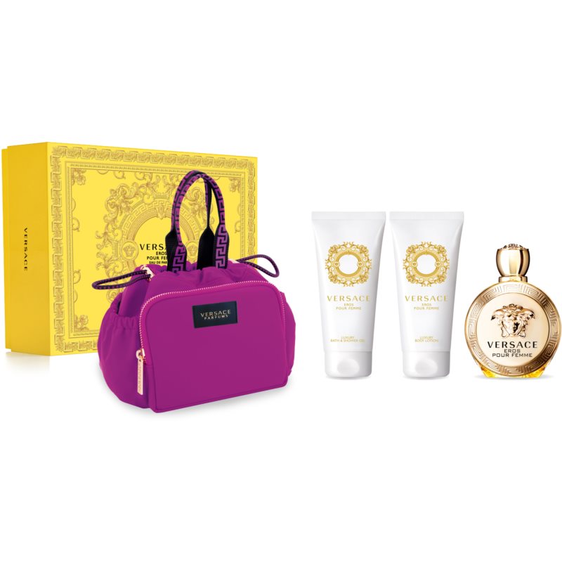 Versace: Eros Pour Femme EDP 100ML + Body Lotion 100ML + Shower Gel 100ML + Bolsa EDP Set De Dama 100ML
