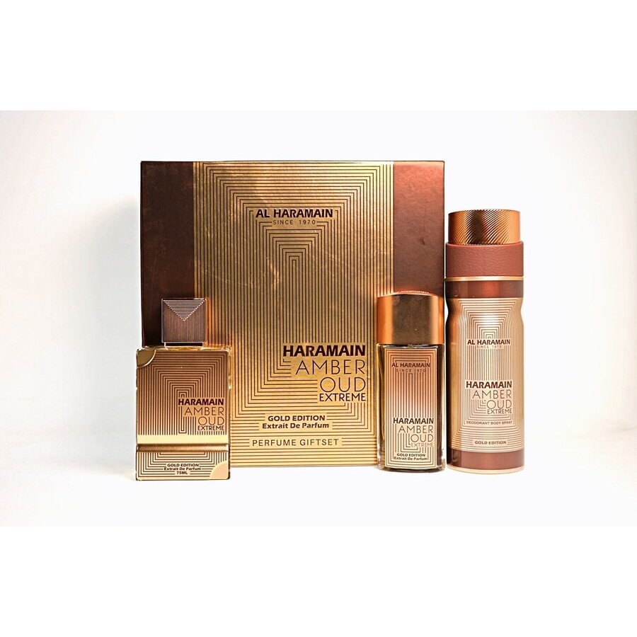 Al Haramain Amber Oud Gold Extreme + Miniatura + Desodorante EDP Set Unisex