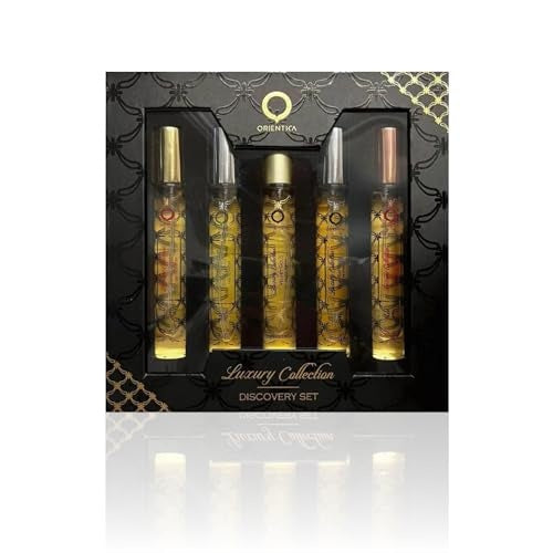 Orientica: Miniaturas-Orientica Oud Saffron 10ML+ Velvet Gold 10ML + Amber Rouge 10ML+ Royal Amber 10ML+ Royal Bleu 10ML EDP Set Unisex  10ML