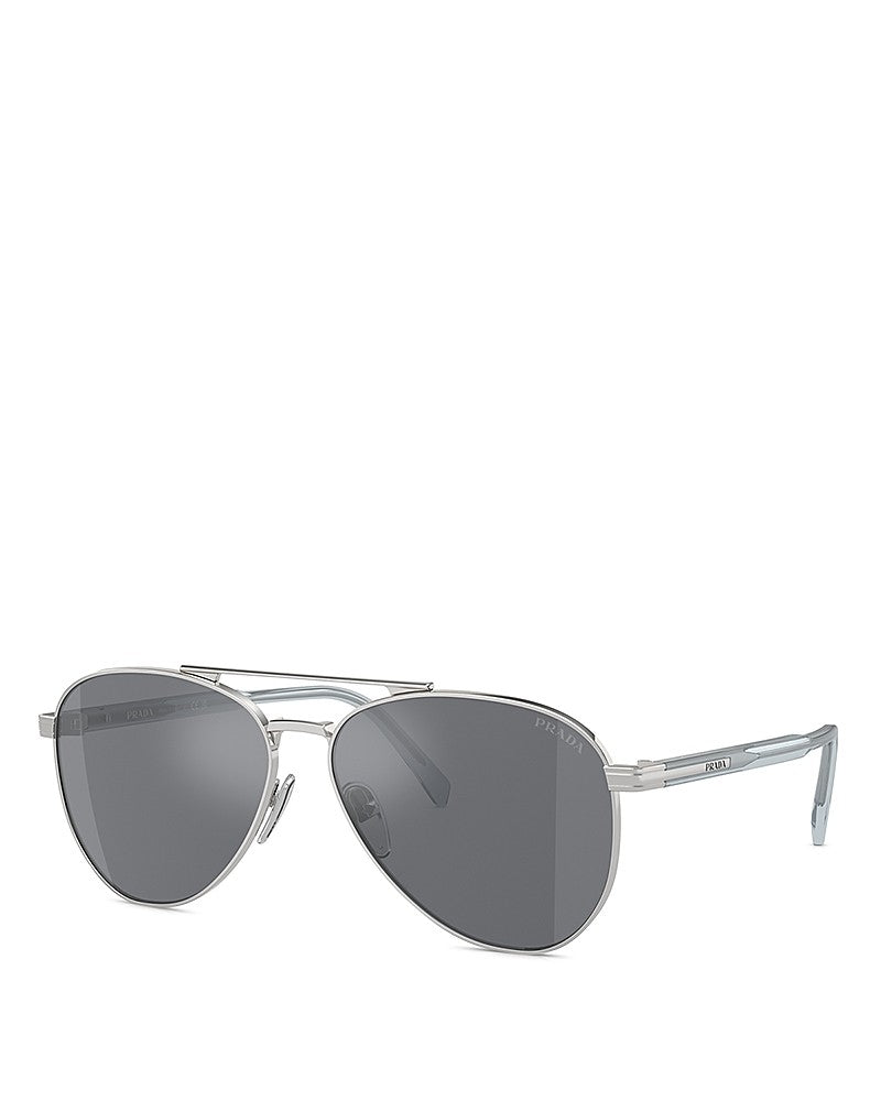 Prada: 0PR A58S 1BC175 Silver/Dark Grey Flash Silver