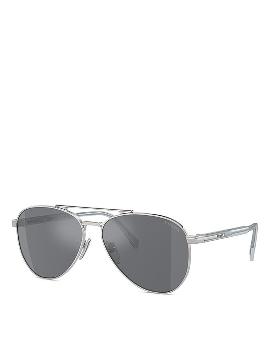 Prada: 0PR A58S 1BC175 Silver/Dark Grey Flash Silver