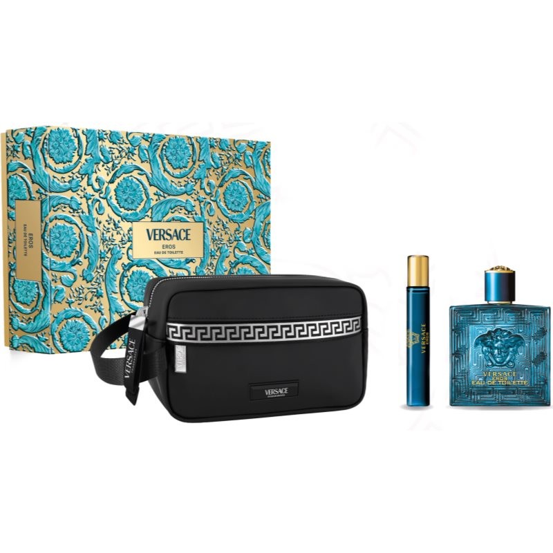 Eros 100ML + Miniatura 10ML + Black Trousse Set EDT Caballero