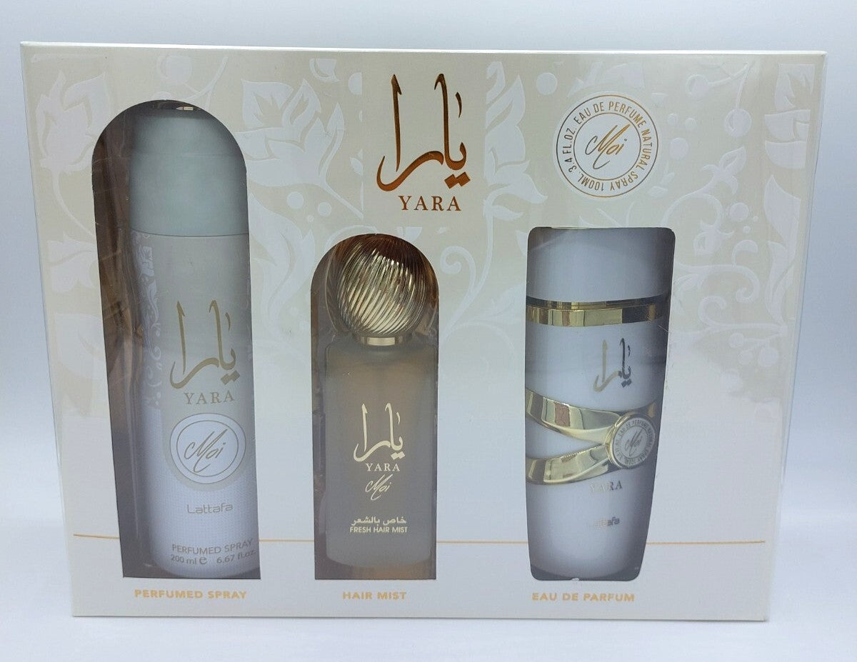 Lattafa: Yara Moi EDP 100ML + Perfume Spray 200ML + Hair Mist 50ML EDP Dama  100ML