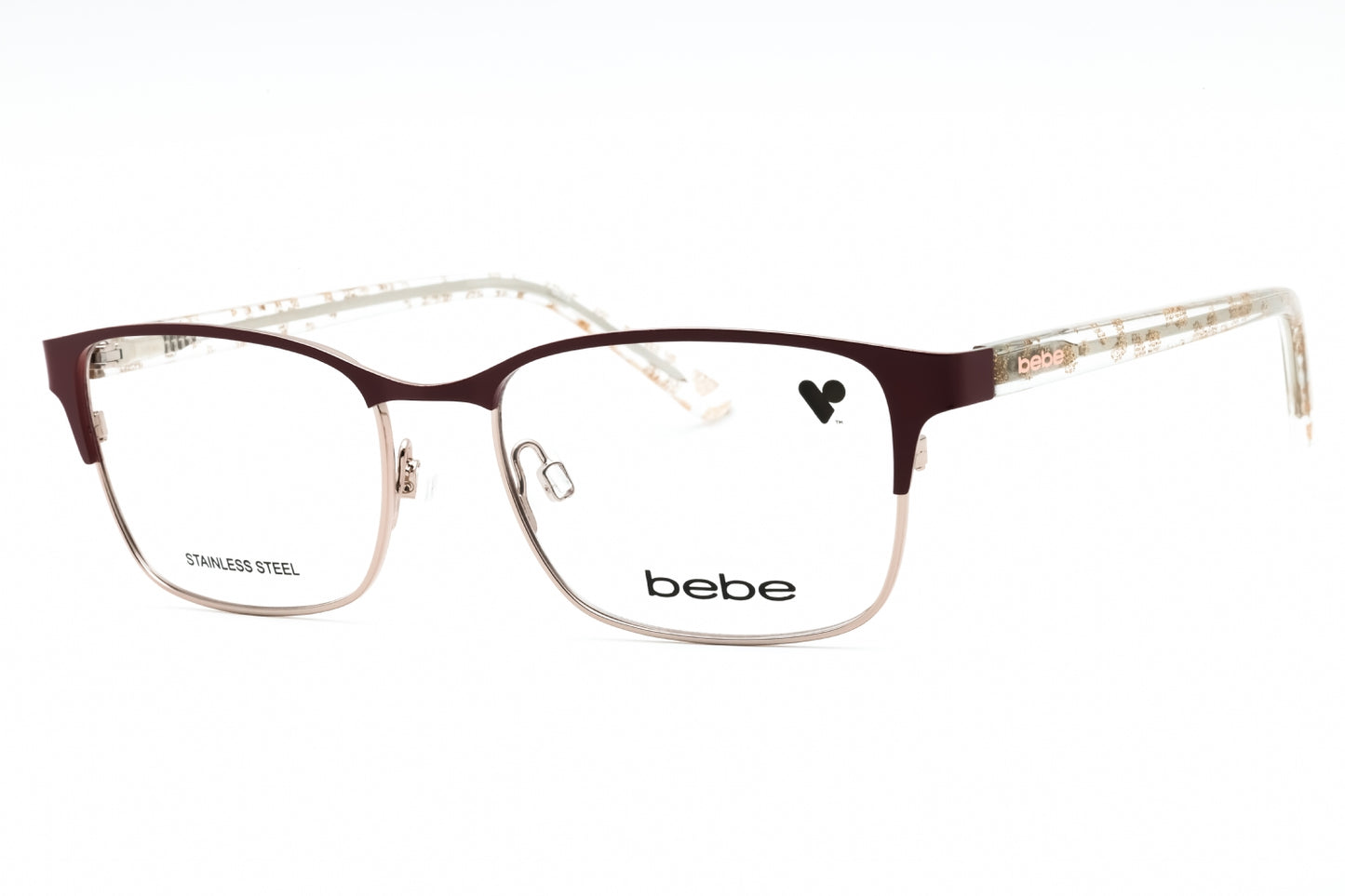 Bebe: BB5190 610 BURGUNDY/Clear Demo Lens